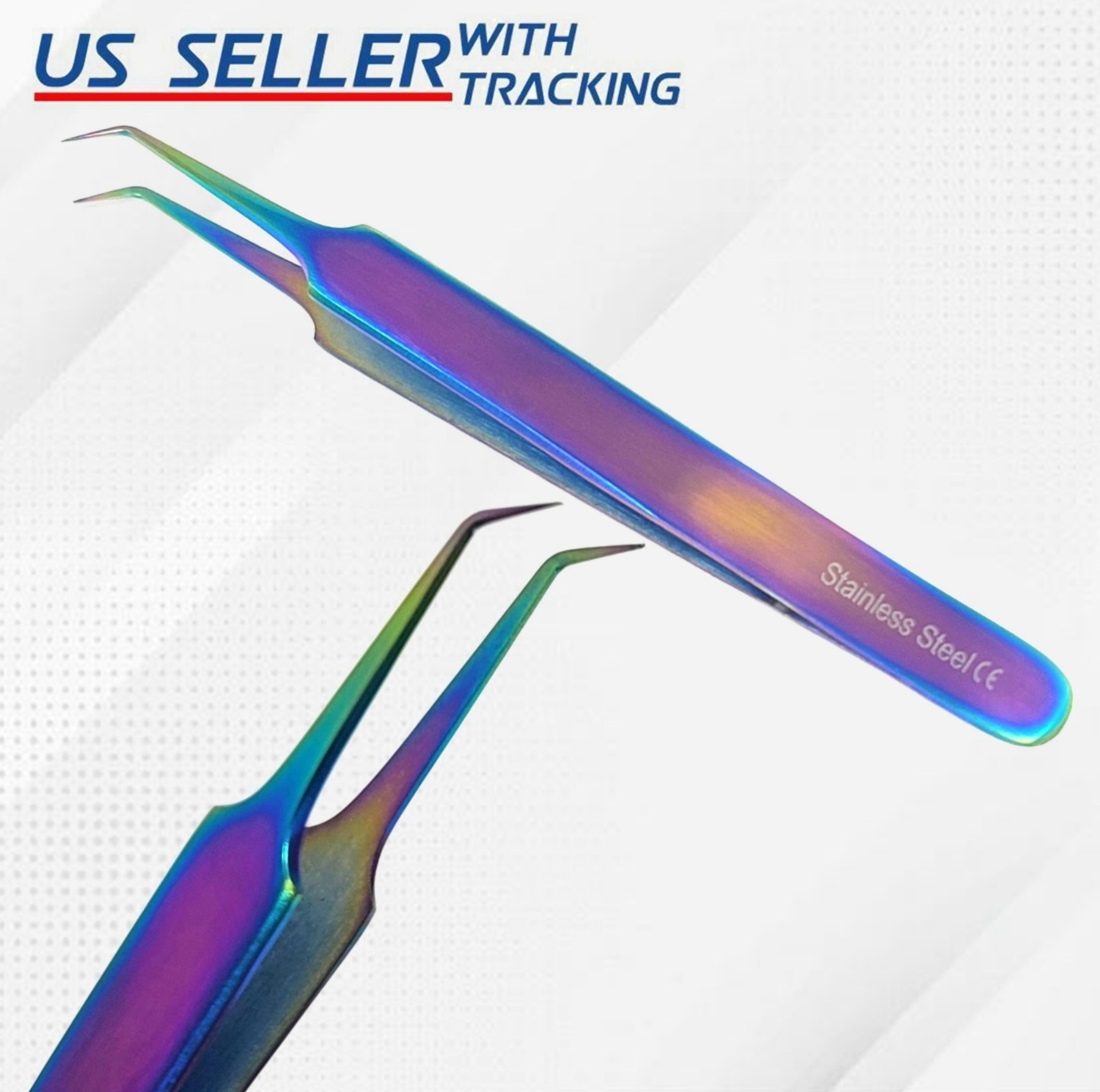 Volume Eyelash Extension Tweezer 45 Degree, Stainless Steel CE Lash Tweezers