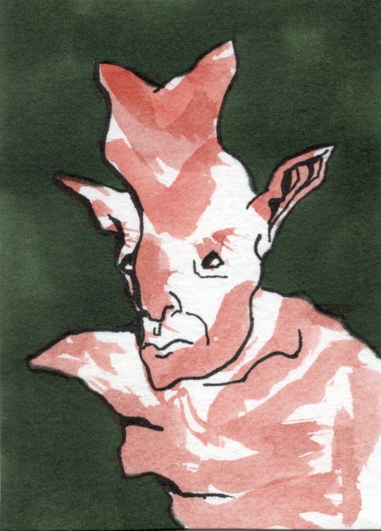 ACEO Original Art - NeoGryte - Ooak surreal expressionism  card by Kiefer Moore