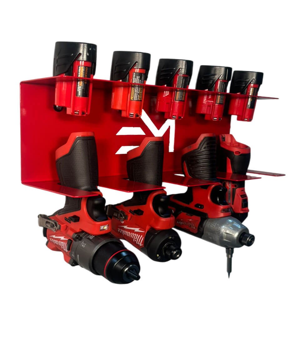 Drill and Battery Shelf - Compatible with Milwaukee 12v Battery