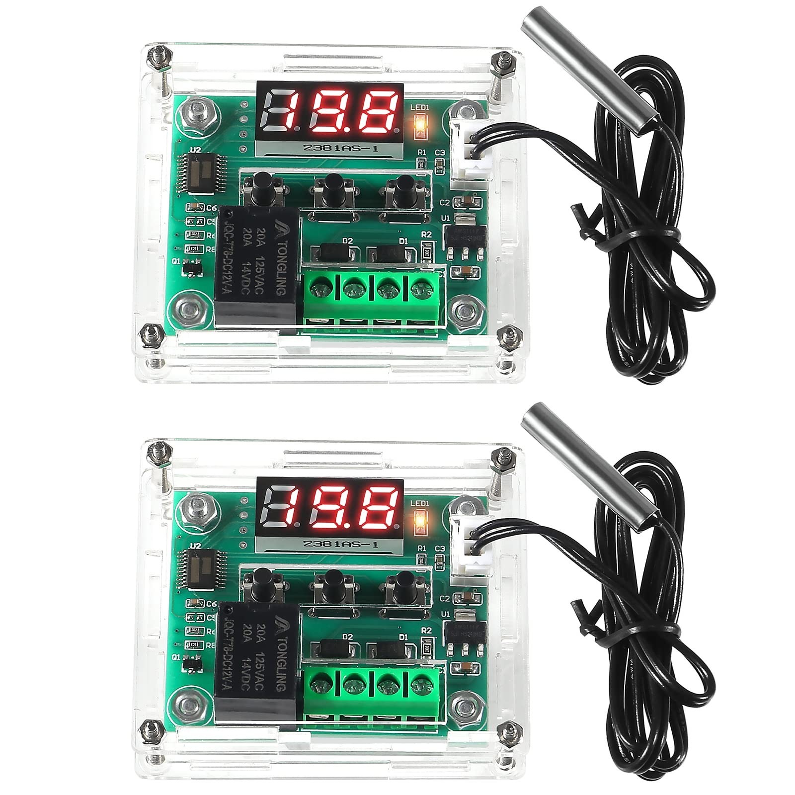 2PCS W1209 Temperature Controller Module,LED Display Digital Thermostat Modul...