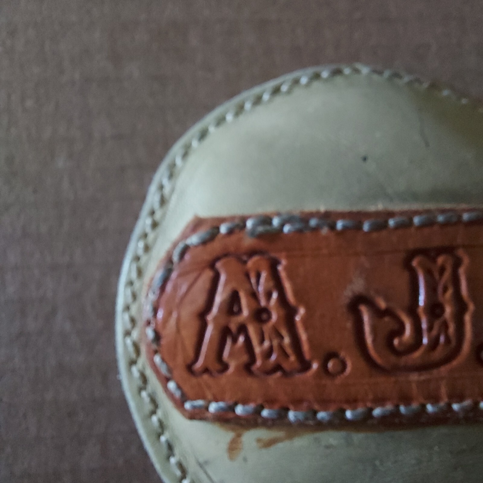 Initial Initials A J B Leather Office Paper Weight Desk Western Cowboy Style