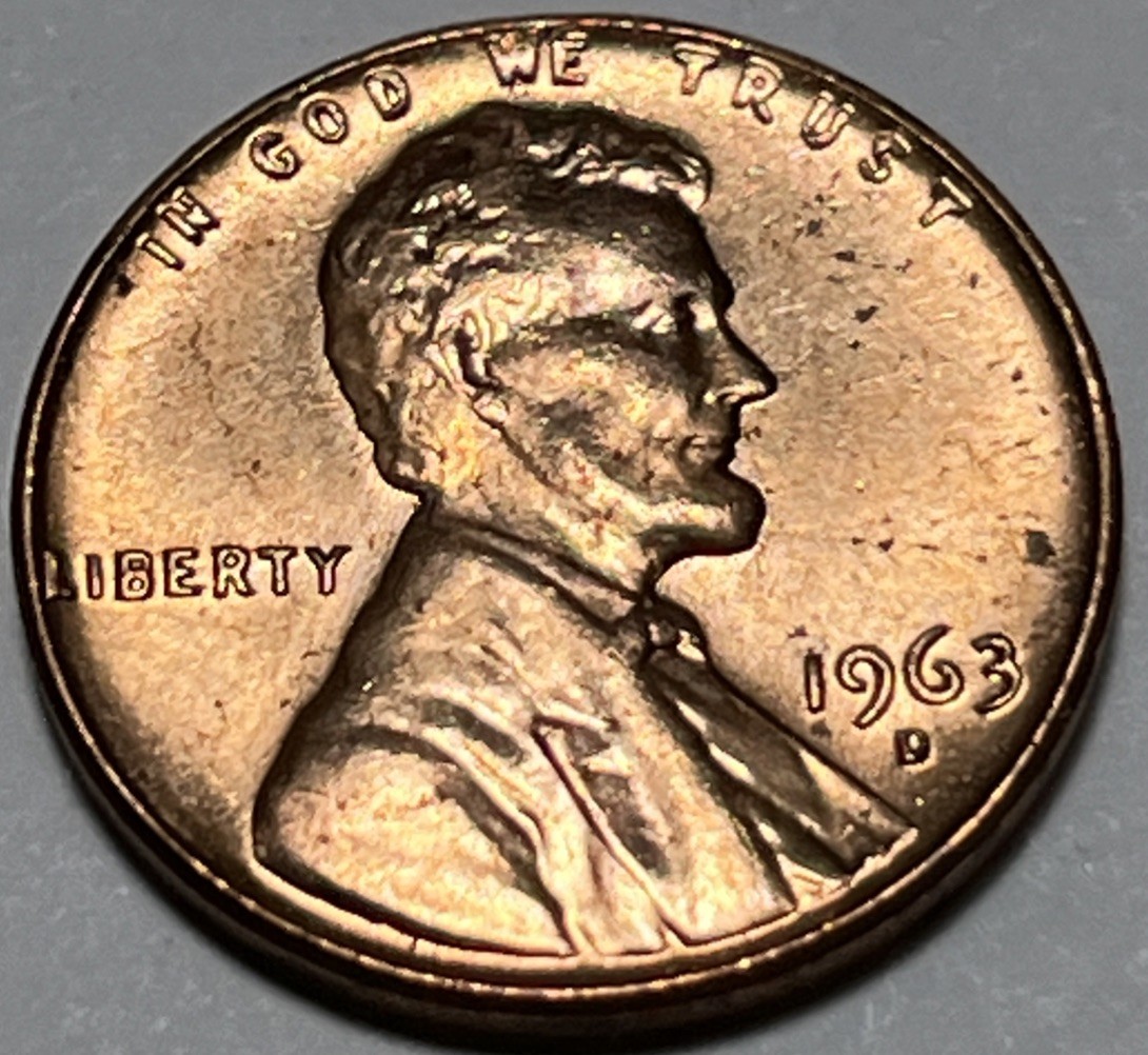 1963 D Penny Errors Strike Through Grease From Original Uncirculated Roll #2