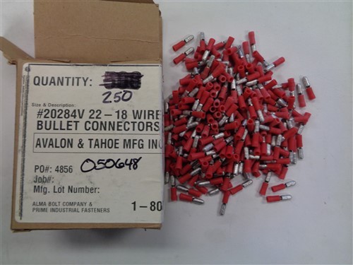 AVALON 22 - 18 GAUGE WIRE VINYL MALE BULLET CONNECTORS # 20284V SET OF (250)