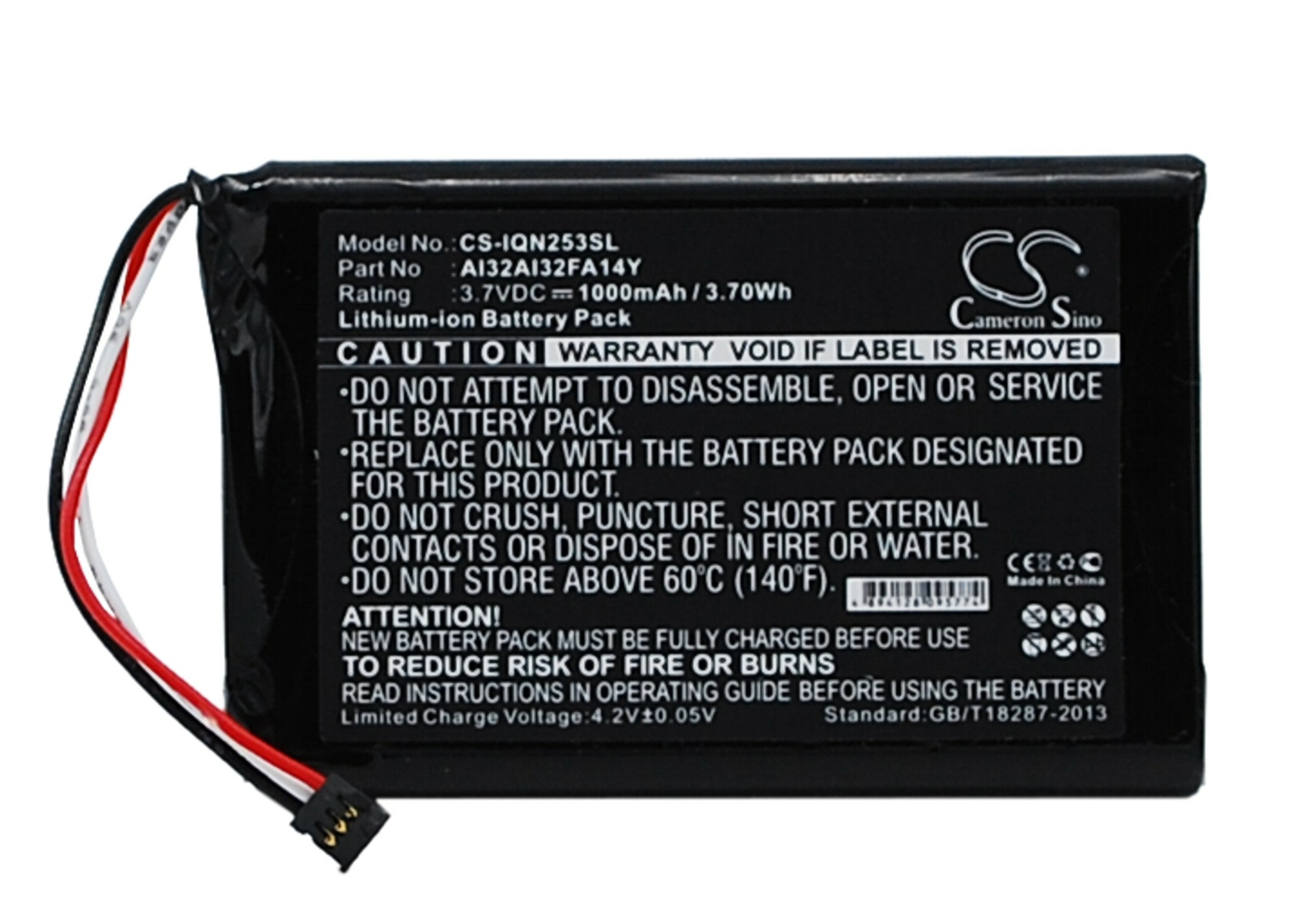 1000mAh Battery For Garmin 010-01187-01,Nuvi 2539LM,Nuvi 2539LMT,010-01187-01