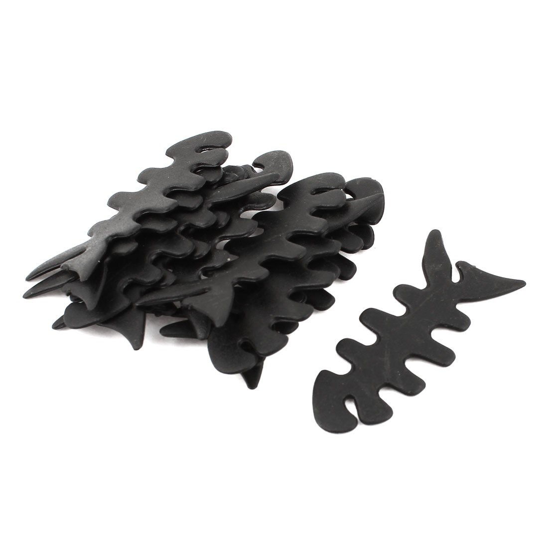 10 Pcs Black Rubber Fish Bone Earphone Headphone Cable Wire Winder Wrap Holder