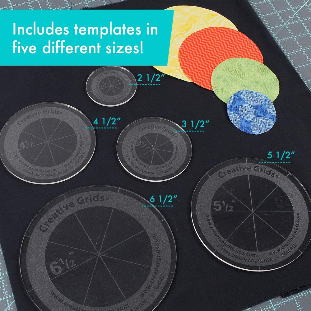 Creative Grids Quilt Ruler Circles Set - 5 Discs with Grips (CGRCRCL)