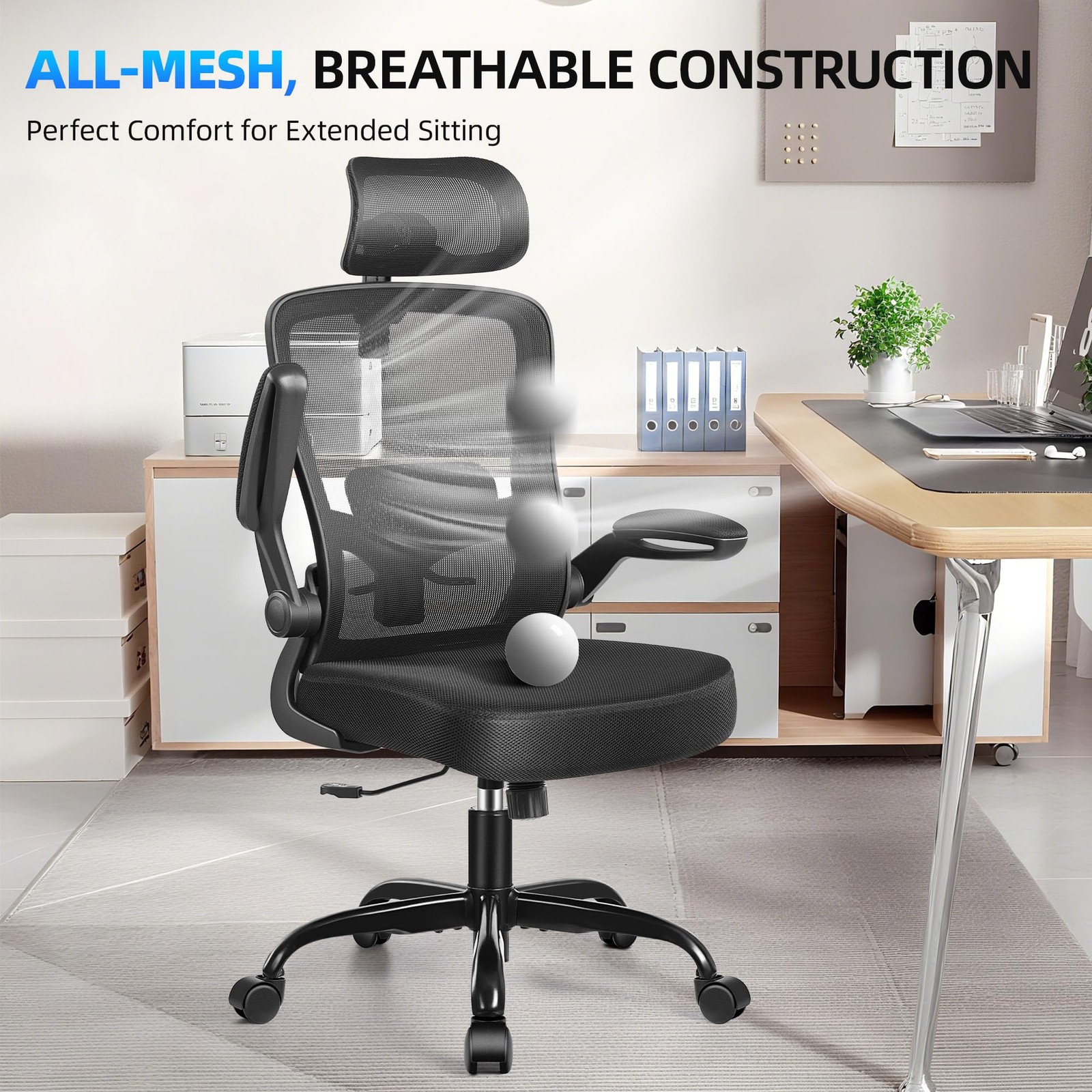 Office Chair, Desk Chair with Adjustable Lumbar , Ergonomic Computer Chair wi...