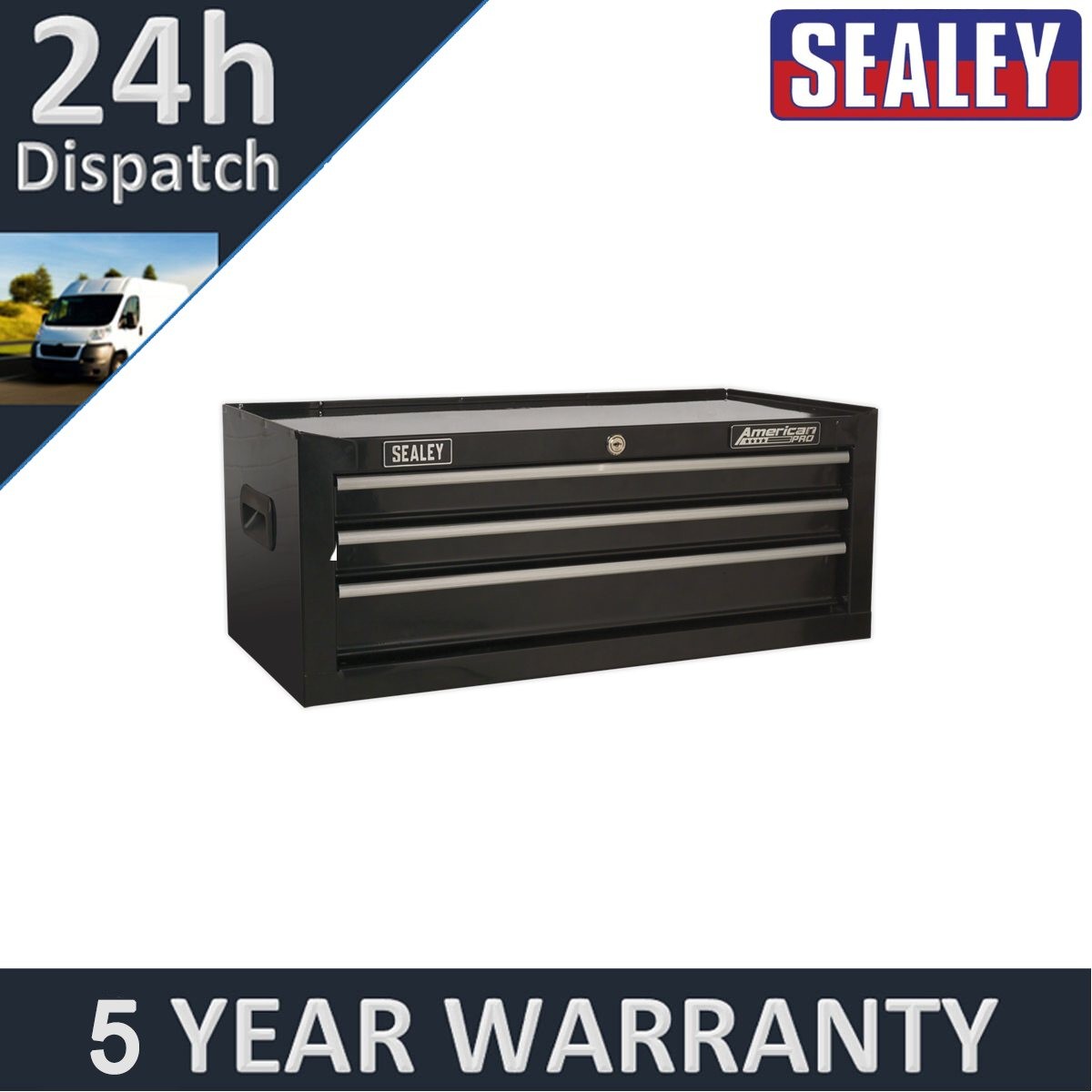 Sealey American PRO� Mid-Box Tool Chest 3 Drawer Black AP223B
