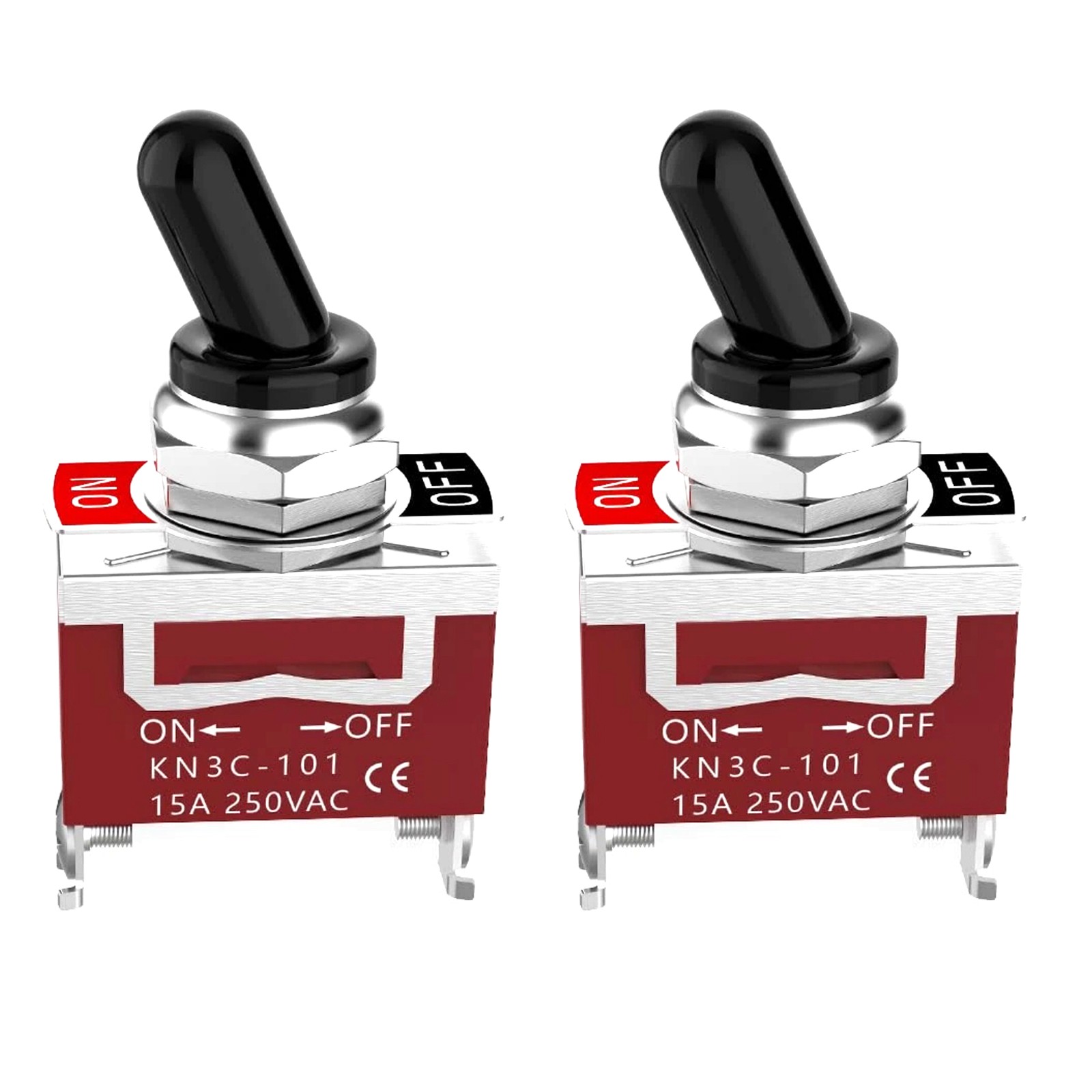 2Pack Durable Toggle Switch ON/OFF 2Pin SPST 30A 12V Waterproof IP65 Rating