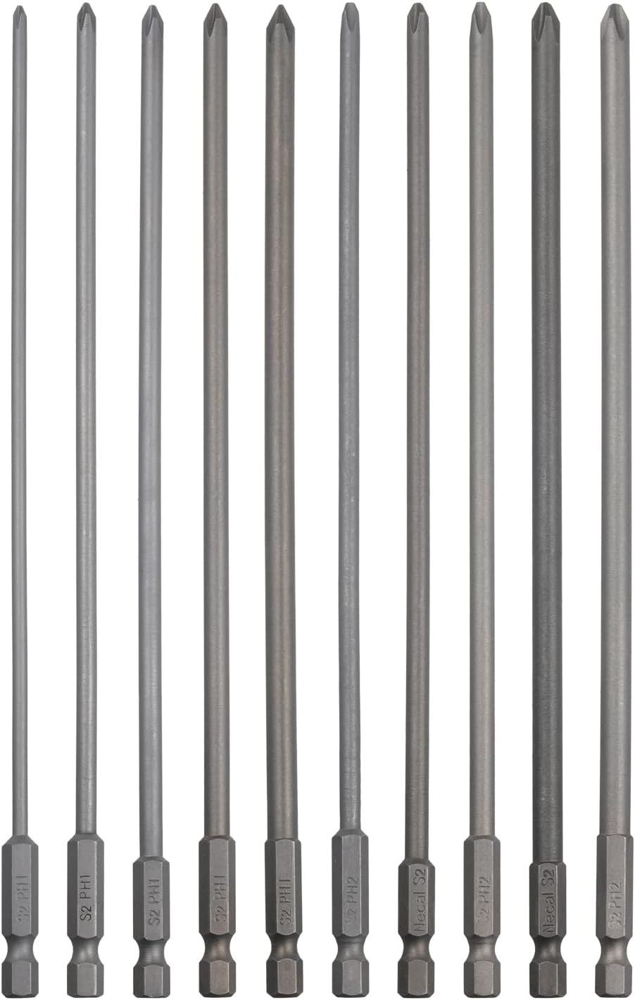10 Pack Extra Long Phillips Screwdriver Bit Sets, 1/4 Inch Hex Shank Magnetic Sc