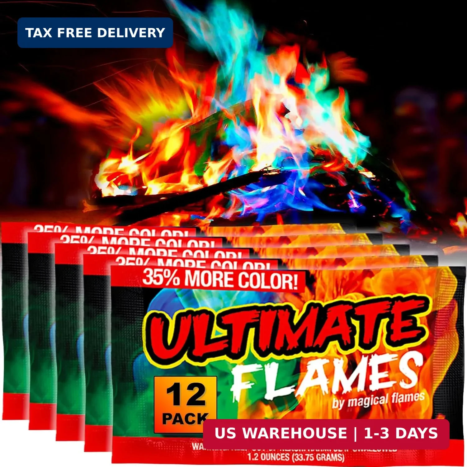 Magical Flames Fire Color Packets (Ultimate 12 Pack), Vibrant Multi-Color Fire f