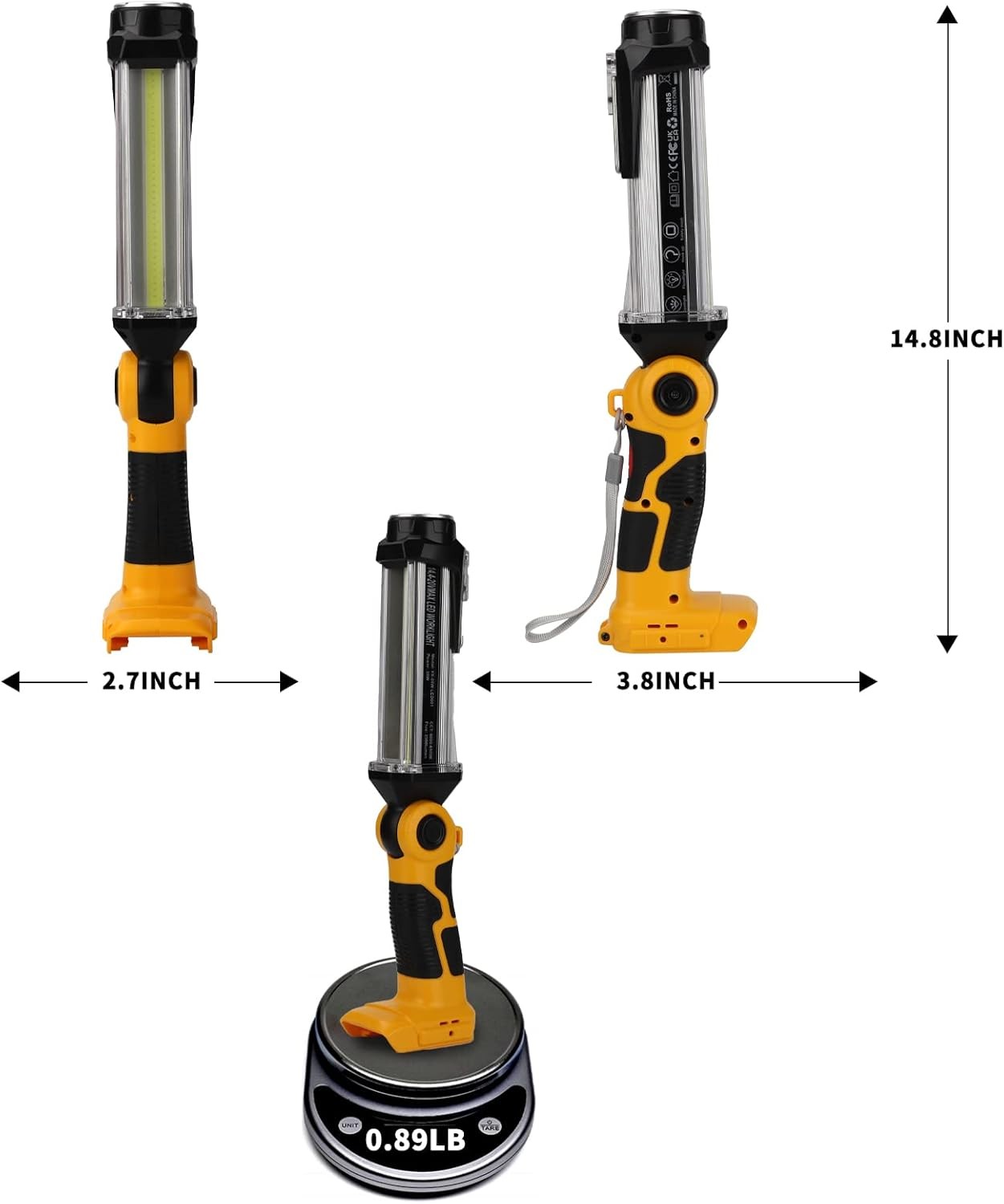 2000LM LED Work Light for Dewalt 20V Li-ion Battery 35W Flashlight for Camping
