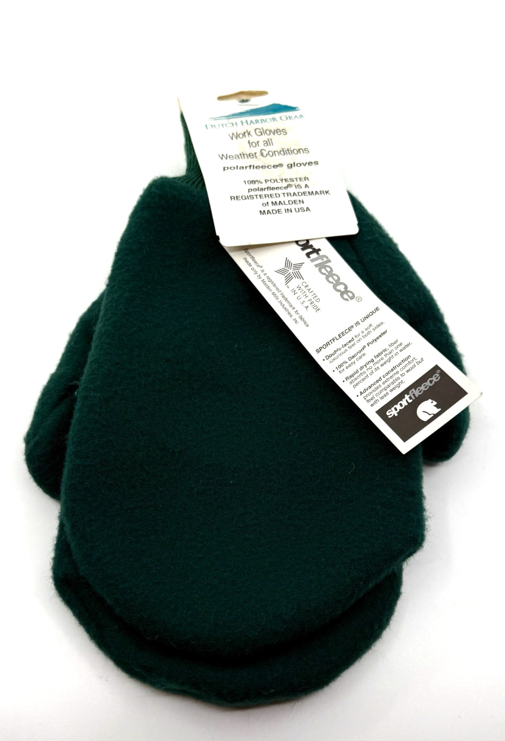 Dutch Harbor Gear Green Fleece Work Mittens Made in USA Unisex OSFM NWT