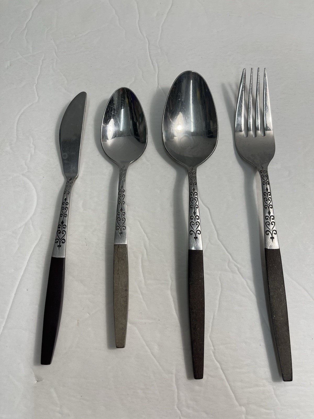 MCM Interpur INR2 Butter Knive Danish Modern Faux Canoe 4pc Lot Spoon Fork