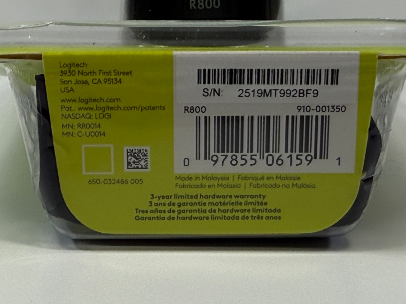 Logitech R800 Laser Presentation Remote Control Black Sealed
