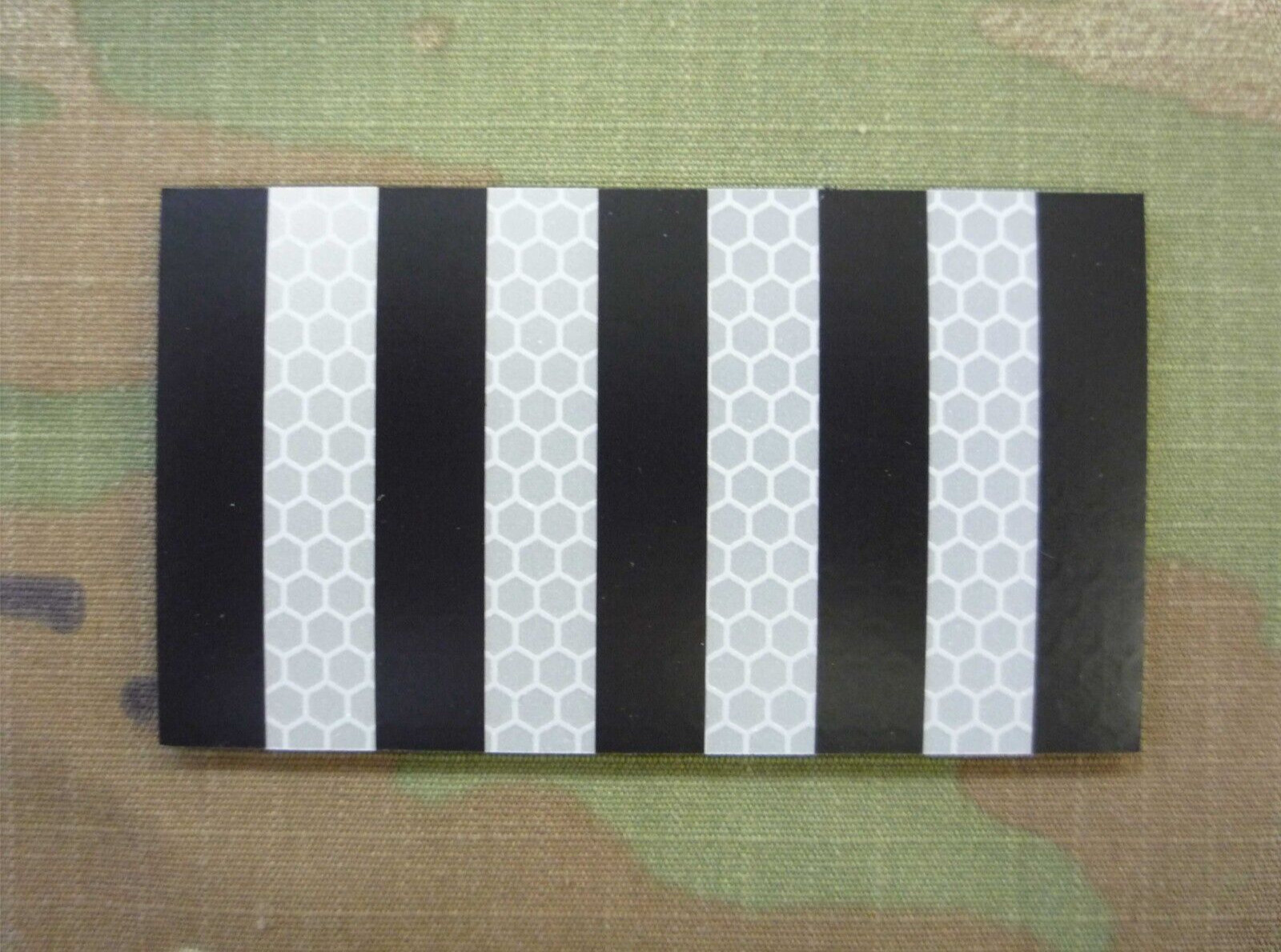 REBELLIOUS STRIPES BLACK AND REFLT solasX PATCH 3.5"X2" W/VELCRO® BRAND FASTENER