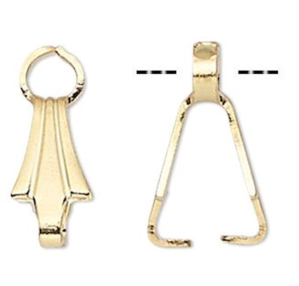Bail, 100 GoldPlated Brass Pendant Prong Bail Ice Pick w/ Loop & 5mm Grip Length