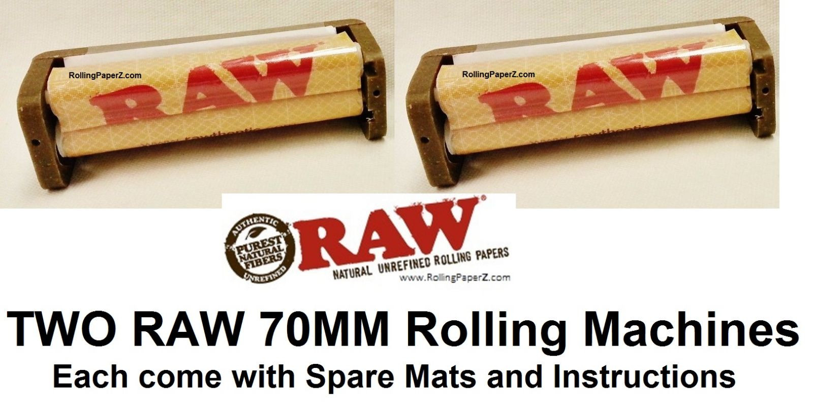 2X RAW 70mm Cigarette Roller Machines HEMP PLASTIC for Single Wide Rolling Paper