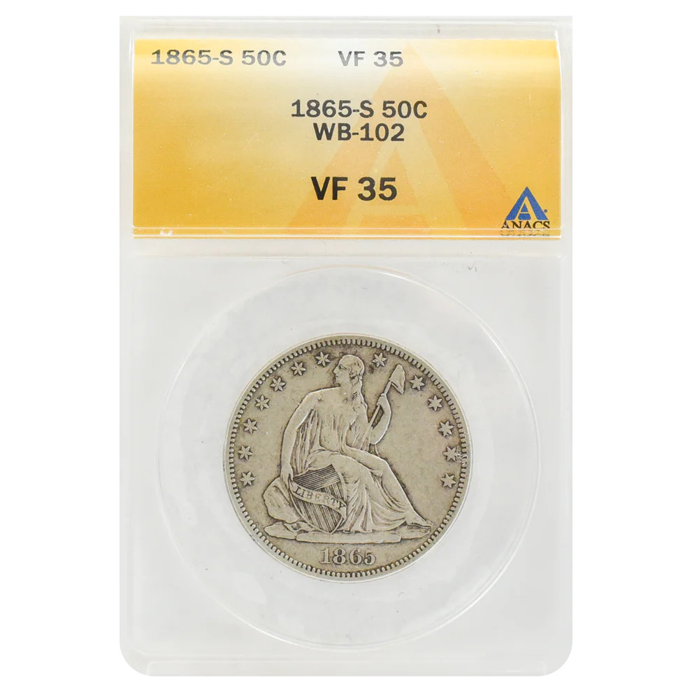1865-S Liberty Seated Half Dollar VF35 ANACS