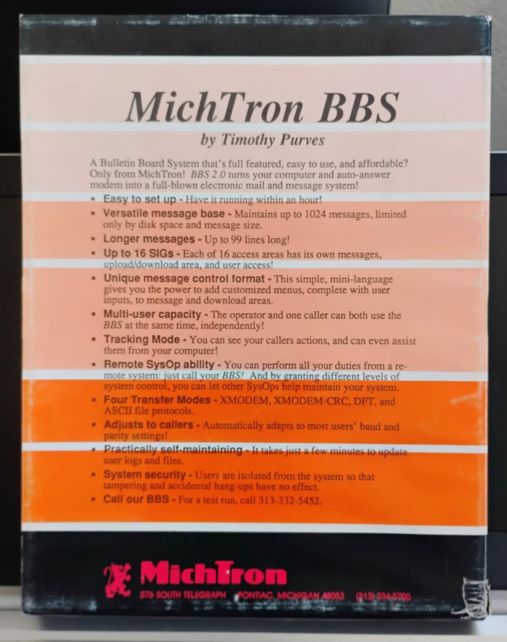 MichTron BBS; Atari ST ; Diskette Complete in Box Good Condition