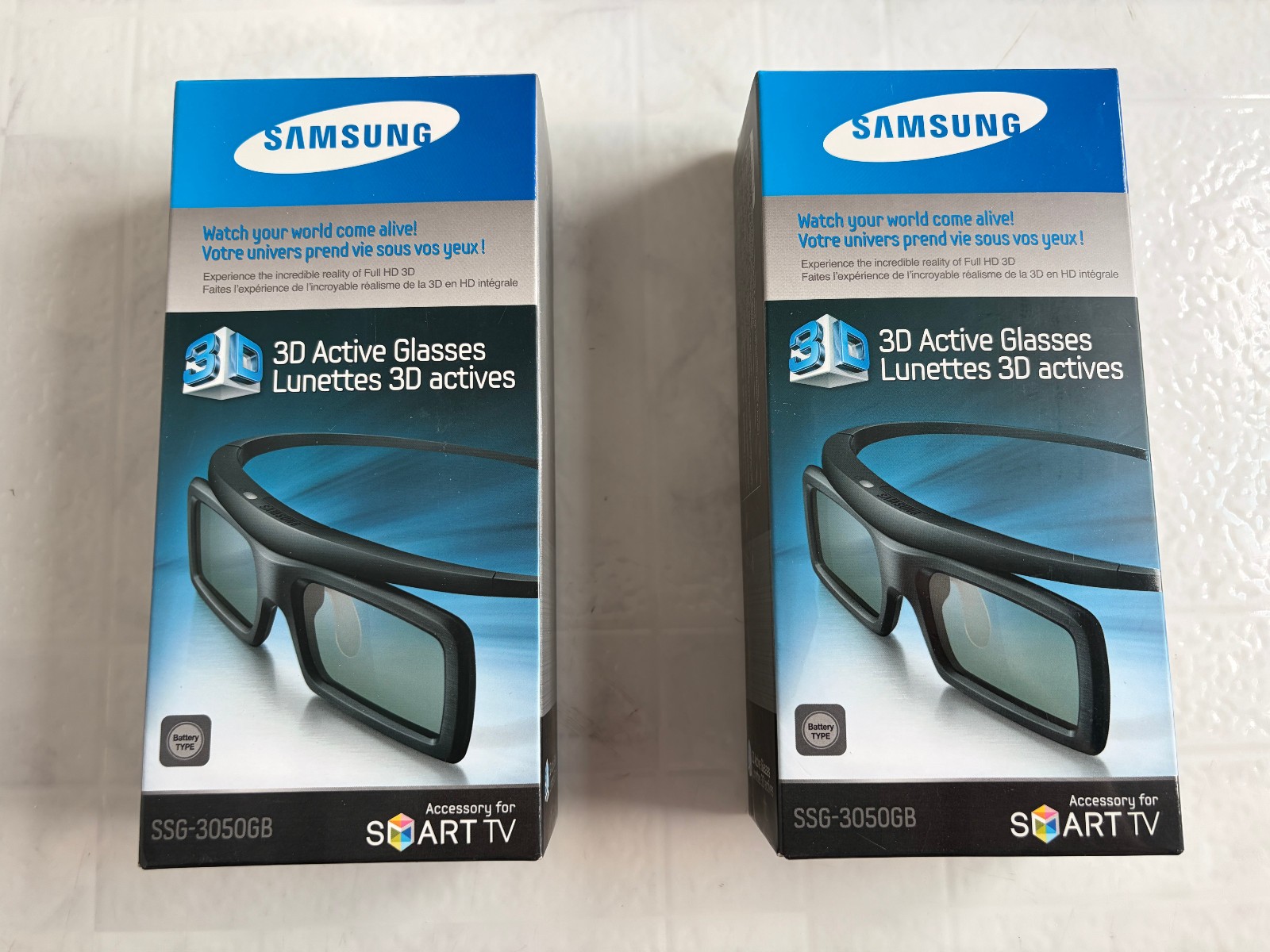 LOT of 2x Samsung SSG-3050GB Stereoscopic 3D Active Black Glasses for Smart TV