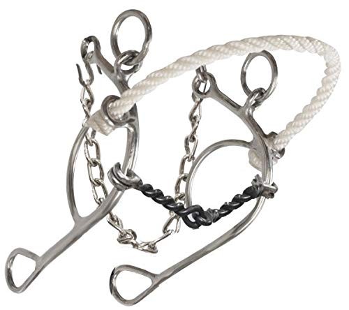 Showman Stainless Steel Rope Nose Combo Snaffle Bit w/ Twisted Sweet Iron Mouth