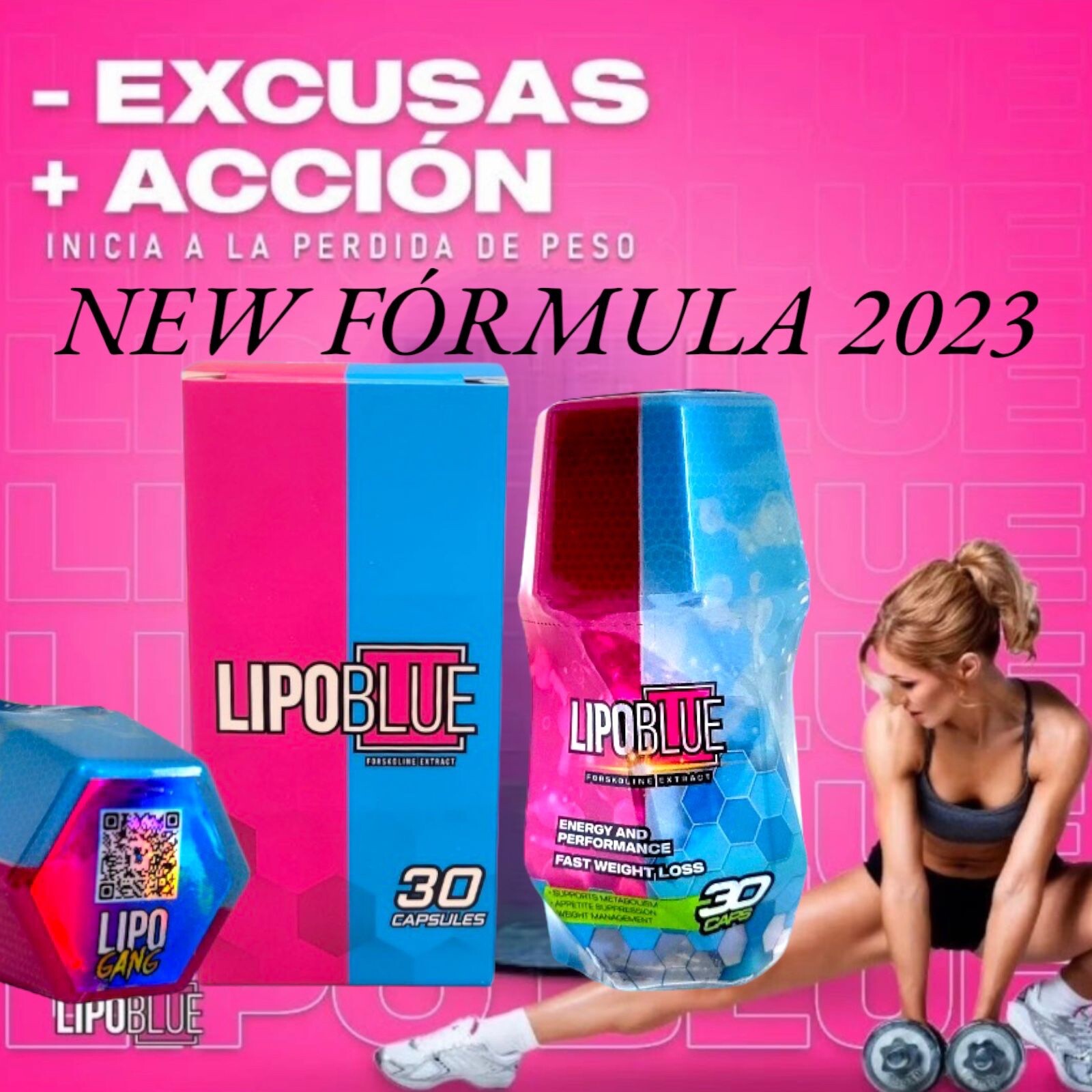 Lipoblue - NEW FORMULA 2023/Dietary Supplement /Fat Burner/Adelgazante Natural