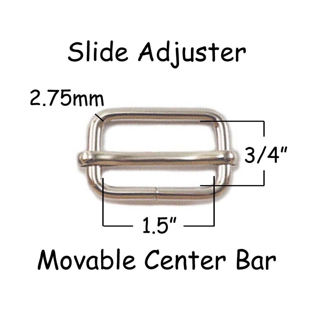 25 - 1.5" Metal Adjustable Slide Buckles w/ Movable Center Bar / Slide Adjusters