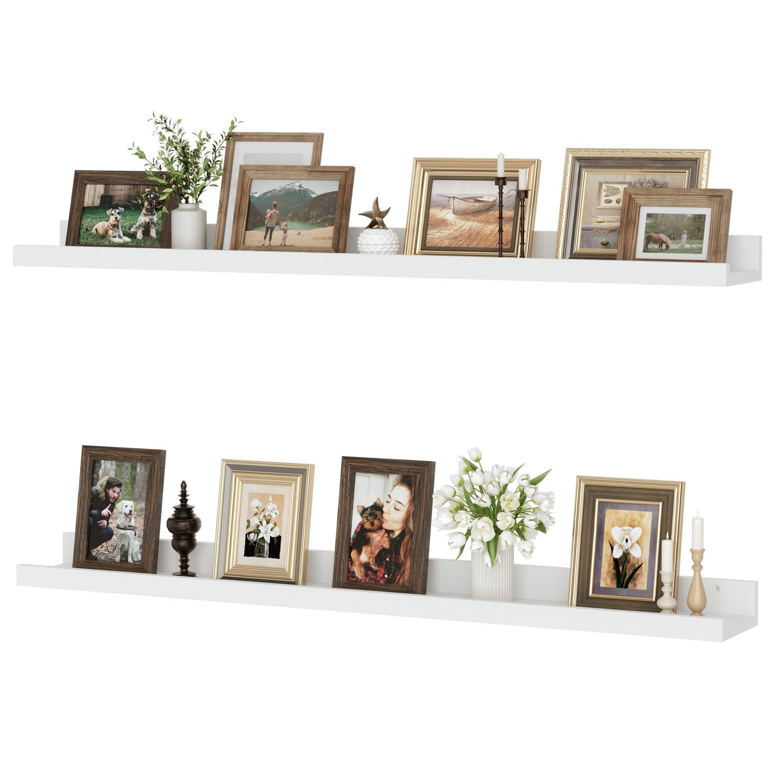 Floating Shelves, 36 inch Picture Ledge Shelf, 4.3in Deep, 2 Pack, White