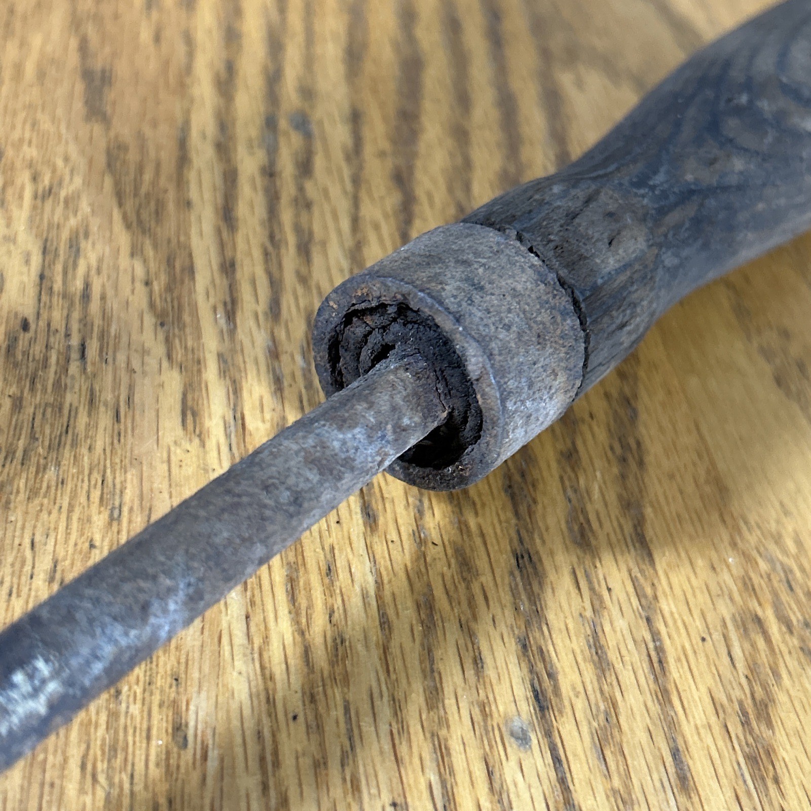 Antique Copper Soldering Iron 15.5" Long Wood Handle Blacksmith Metal Work USA