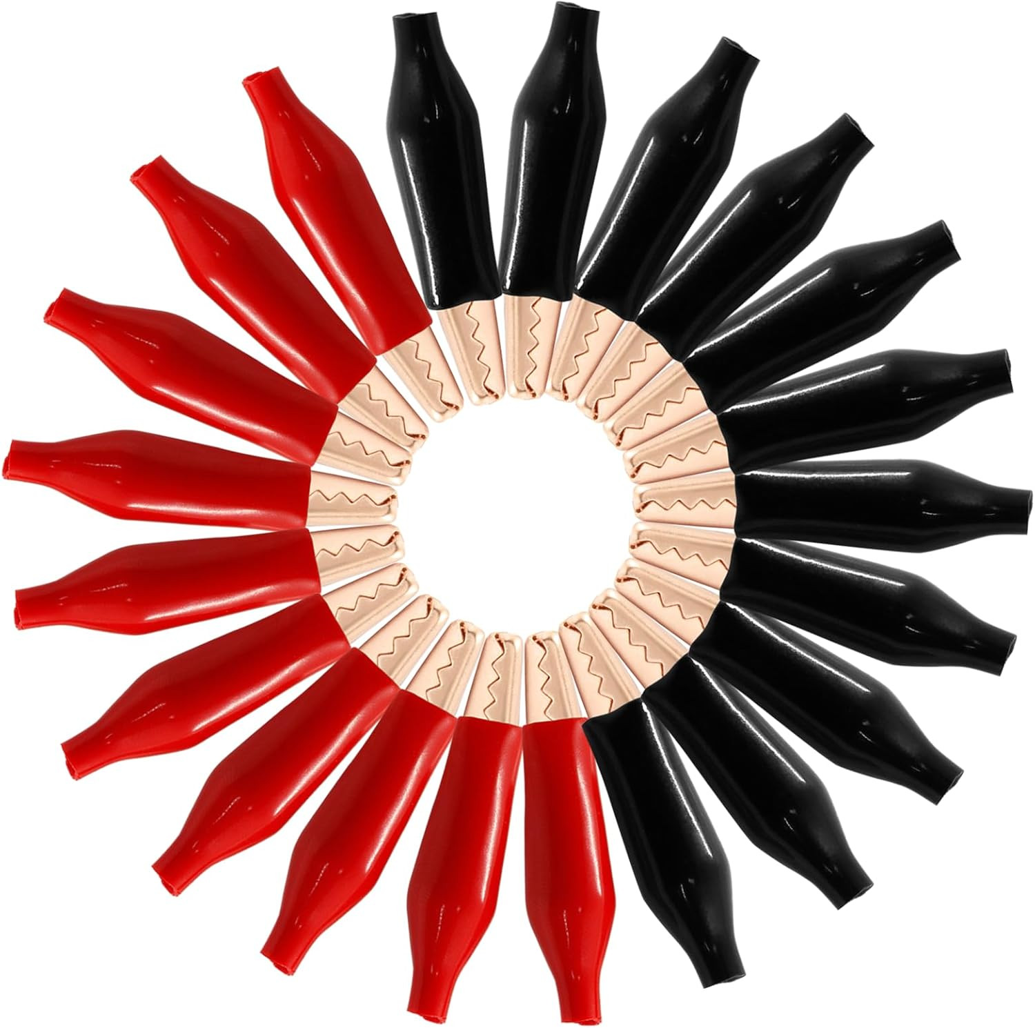 20Pcs Heavy Duty Alligator Clips, 30A Copper, Black & Red, Electrical Testing, T