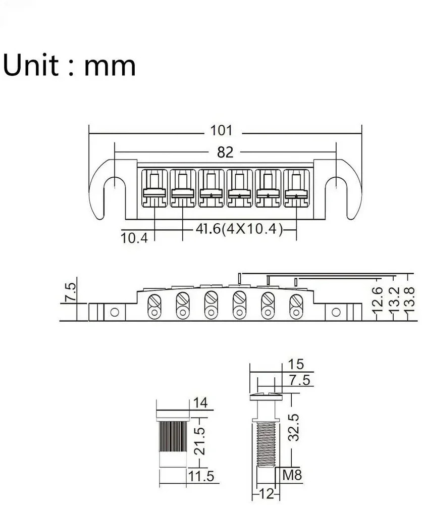 Wilkinson 52mm string spacing, adjustable pigtail wraparound bridge