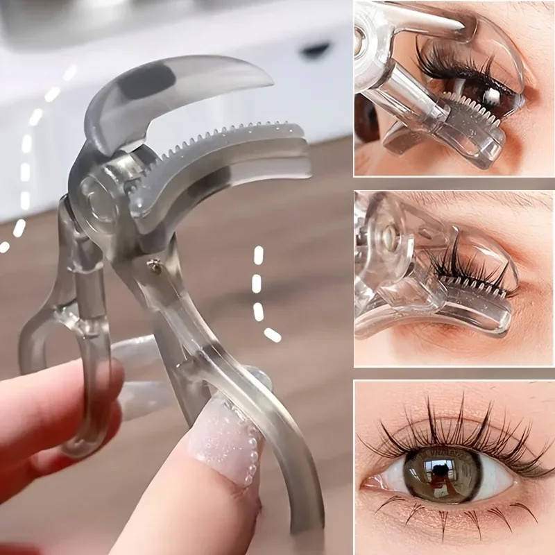 Clear Wide-Angle Eyelash Curler with Comb,Professional Lash Curling Tool for Nat