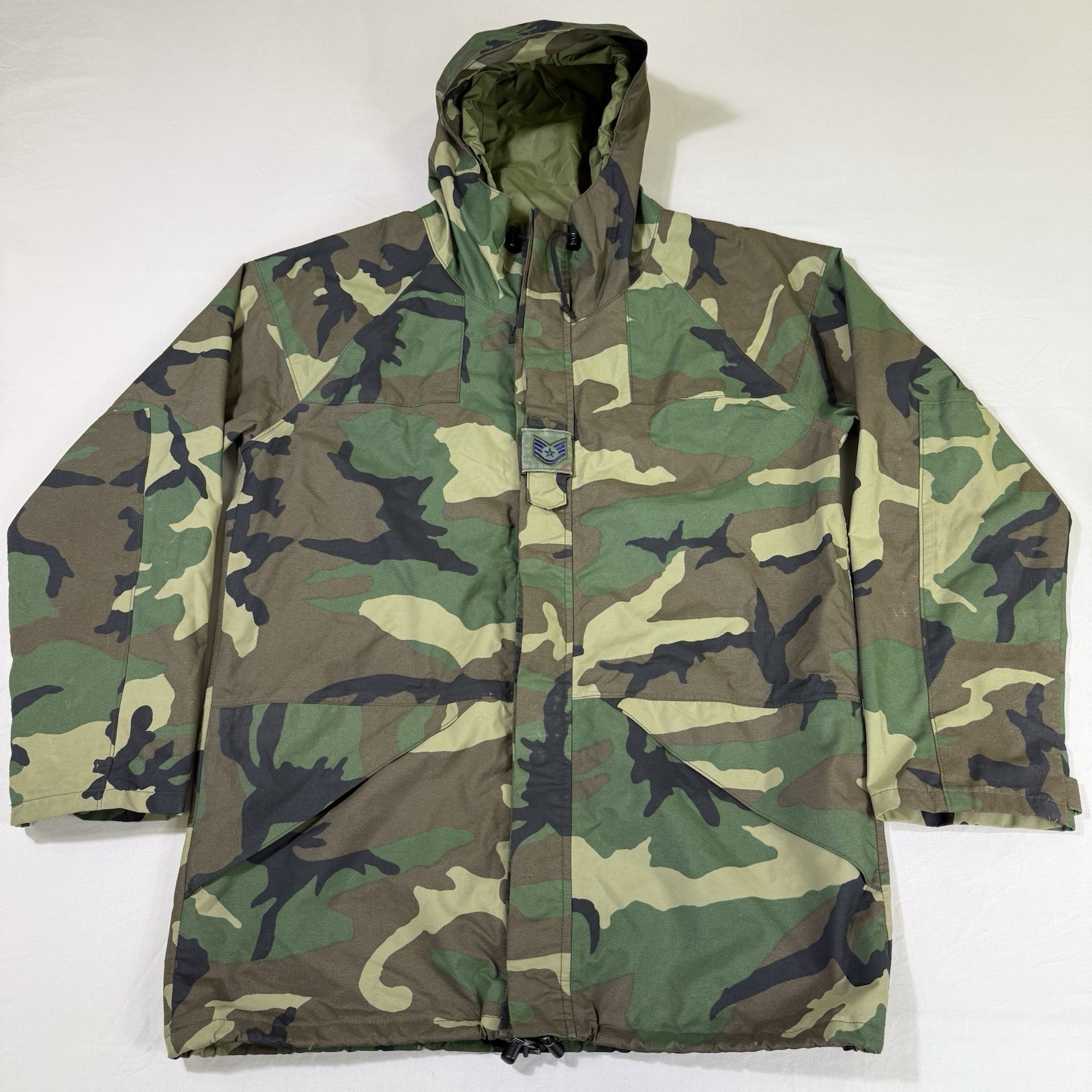 VTG US Military Gore-Tex Jacket Men’s Size Medium Woodland Camo Hooded USA Made