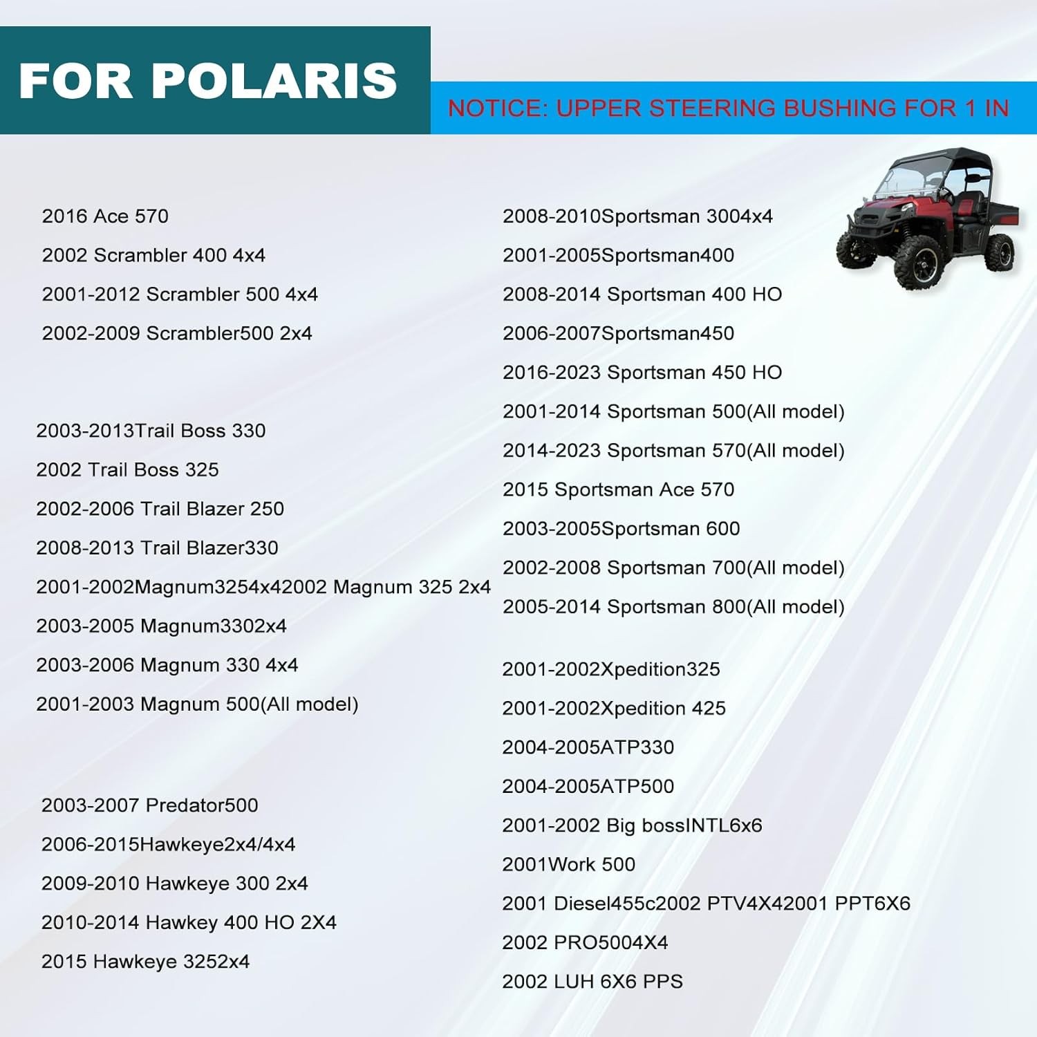 Steering Upper Bushing Replacement Parts For Polaris Sportsman 300 400 500 600 7