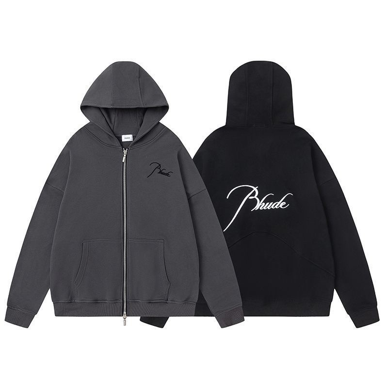 RHUDE Men Women High Street Casual Printing Cotton Jacket Coat Hooded Sweater