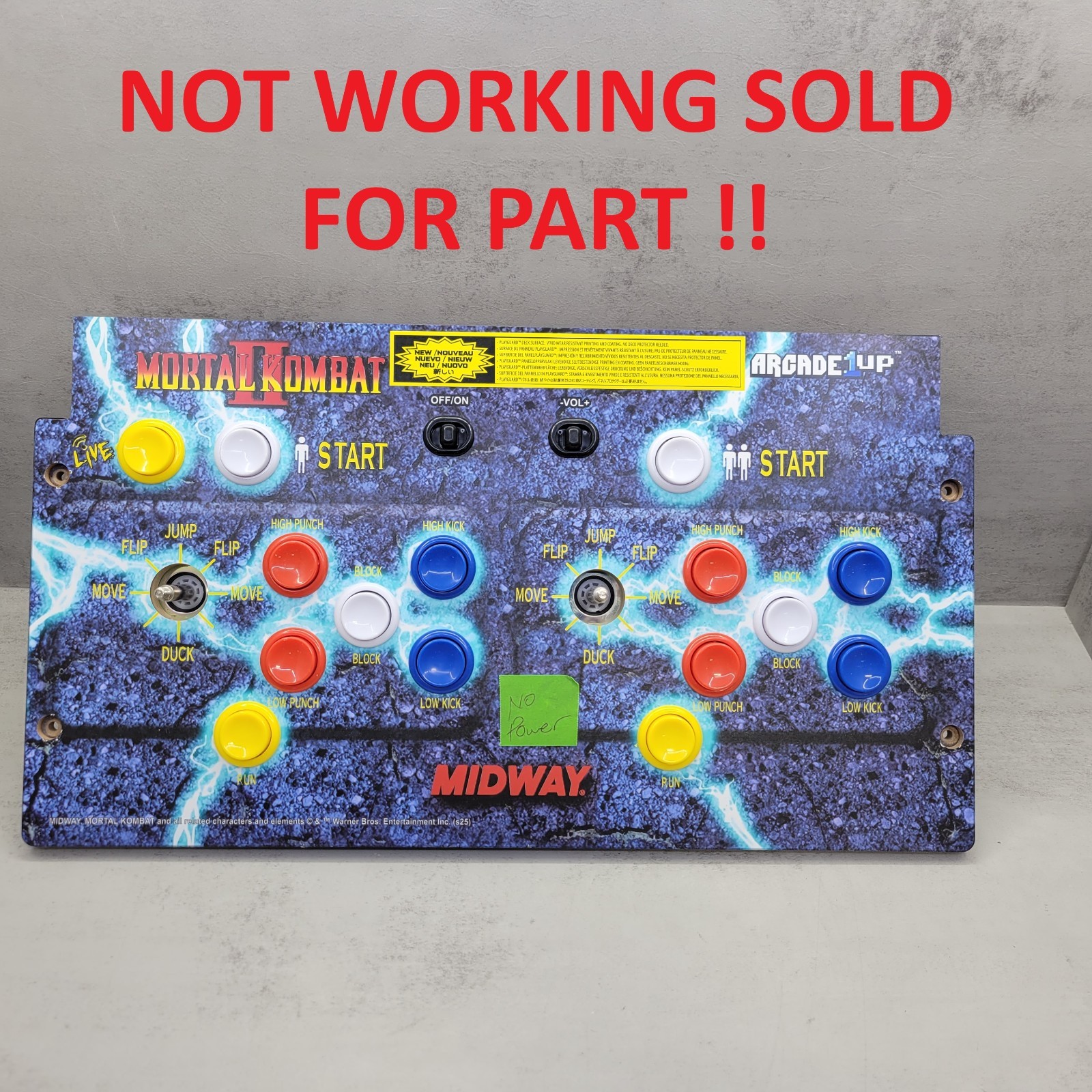 Arcade1Up Mortal Kombat II Classic SE Control Deck Only (Part C) Sold For Parts