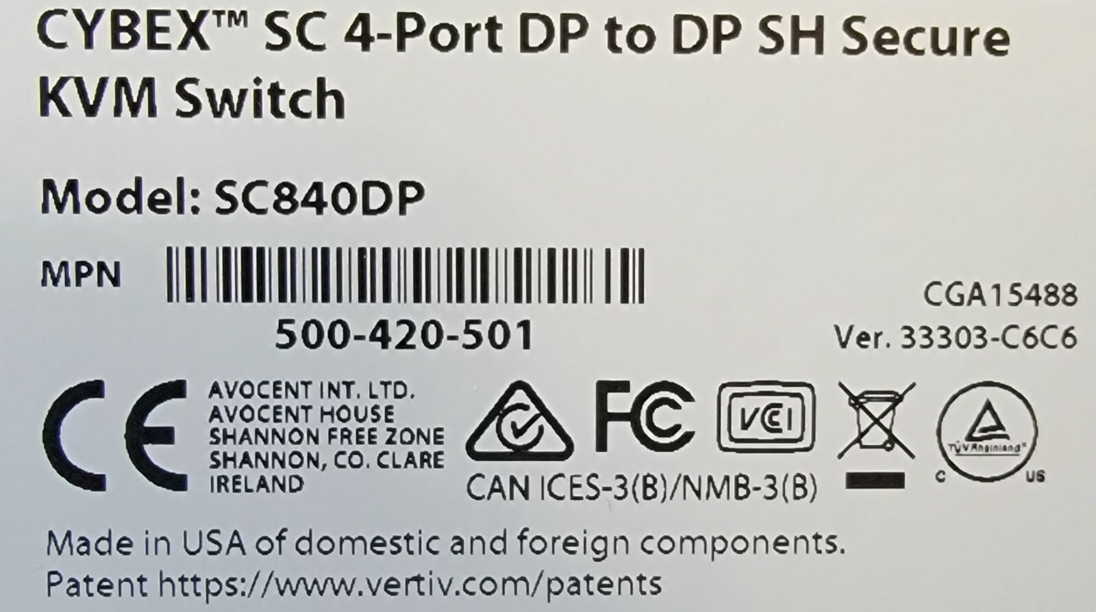 Vertiv SC840DP KVM Switchbox