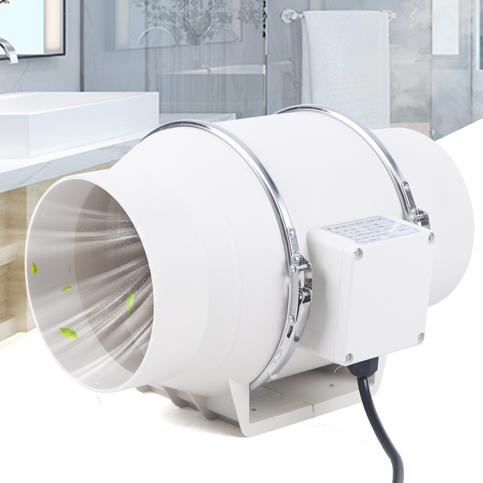 6 Inch 540m3/h Inline Ventilation Fan Air Circulation Vent Exhaust Blower Fan