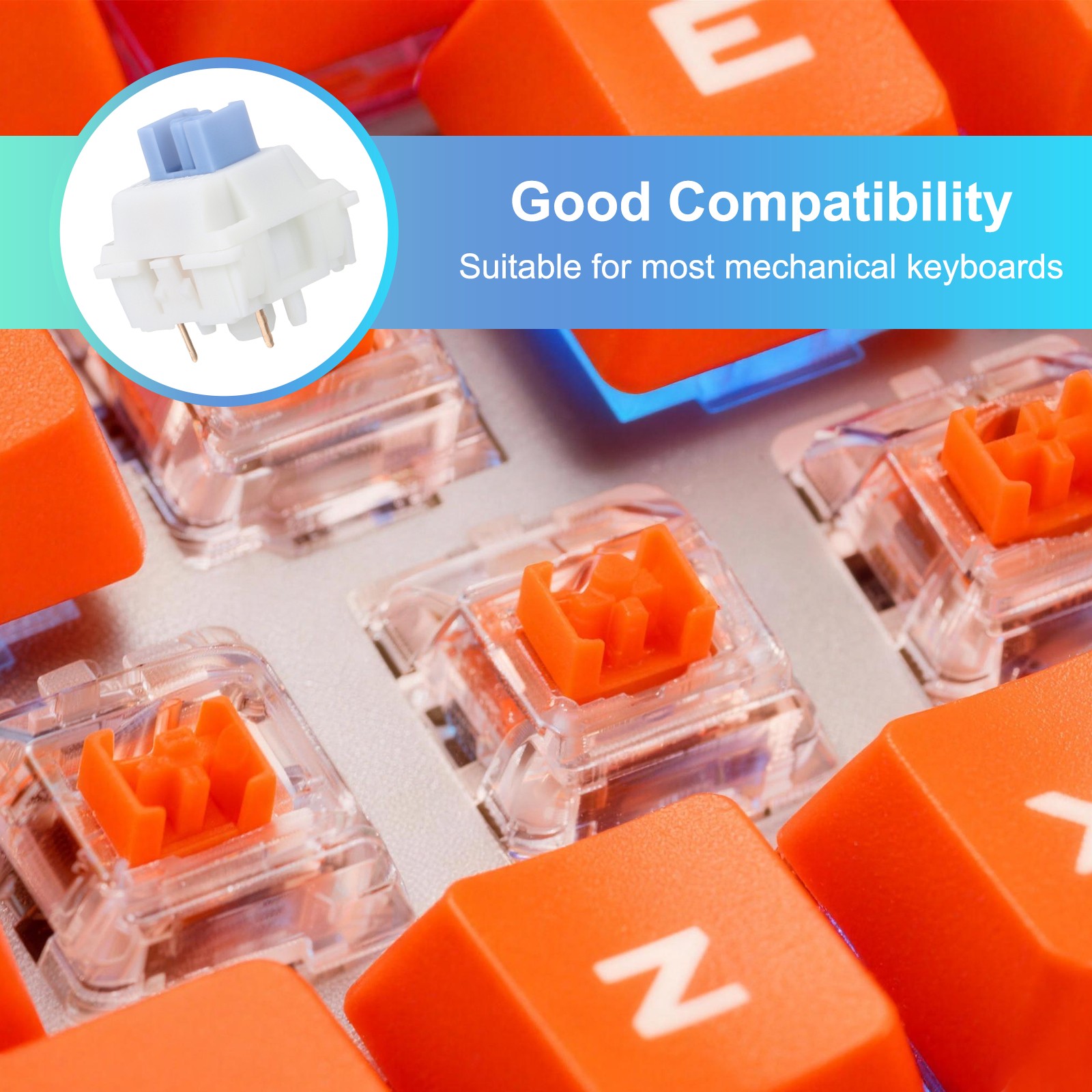 36pcs Blue Keyboard Switches 5-Pin 50gf Linear Keyboard Switch Replacement