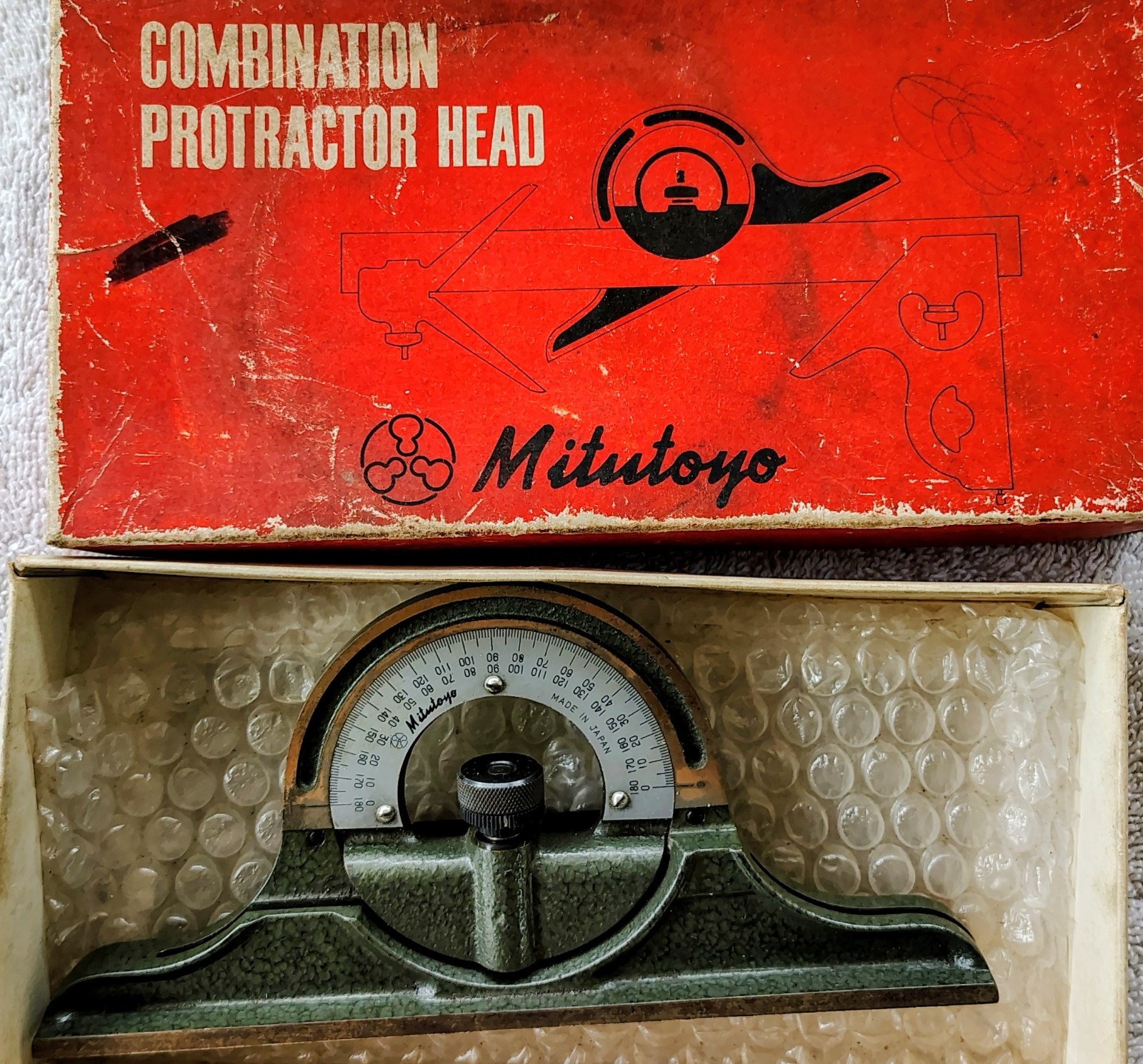 🗽MITUTOYO PROTRACTOR HEAD 180-301 WITH ORIGINAL BOX MACHINIST TOOLMAKER