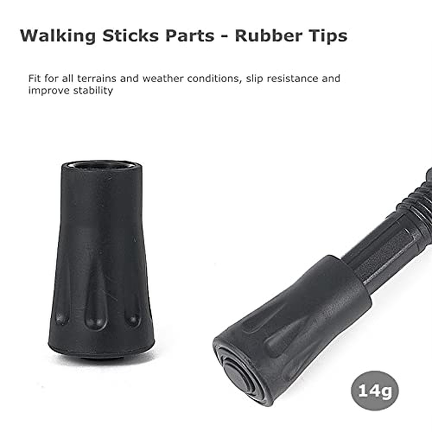 Walking Stick Tips Rubber 4pcs Trekking Pole Tips Replacement- Rubber Feet fo...