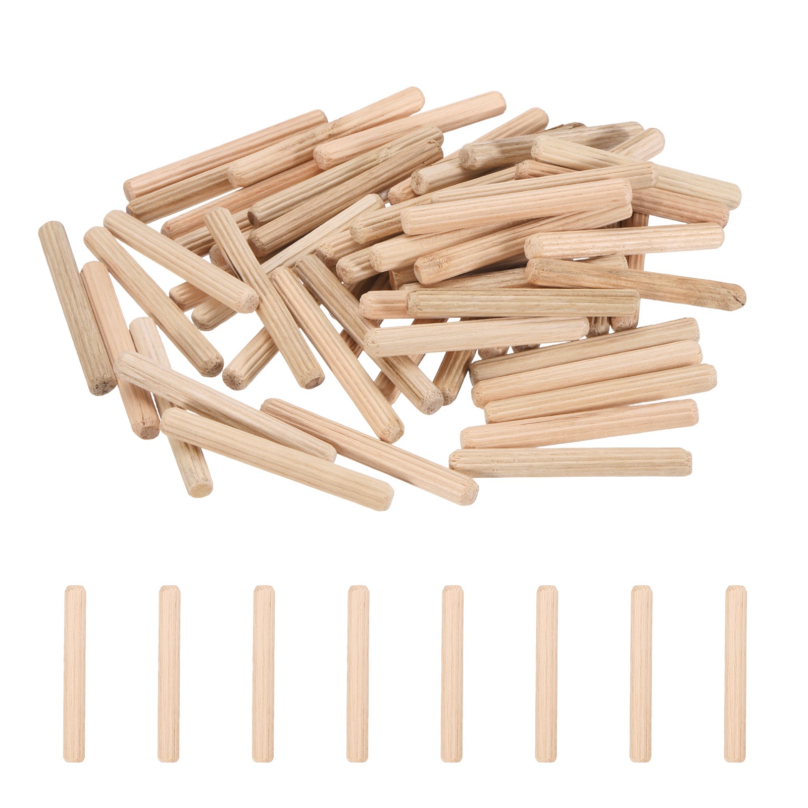1/4 Wooden Dowel Pins, 68 Pcs 50mm Hardwood Crafts Furniture Woodwork