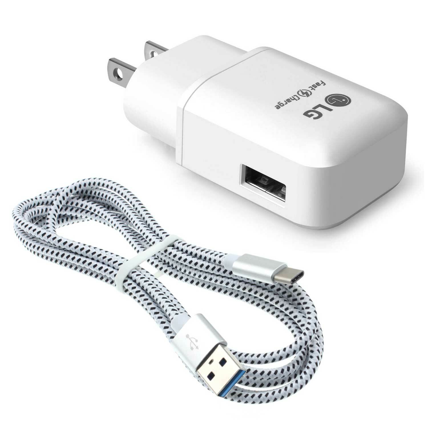 LG V40 V50 V60 G7 G8 ThinQ OEM 18W FAST HOME CHARGER 6FT TYPE-C CABLE POWER CORD