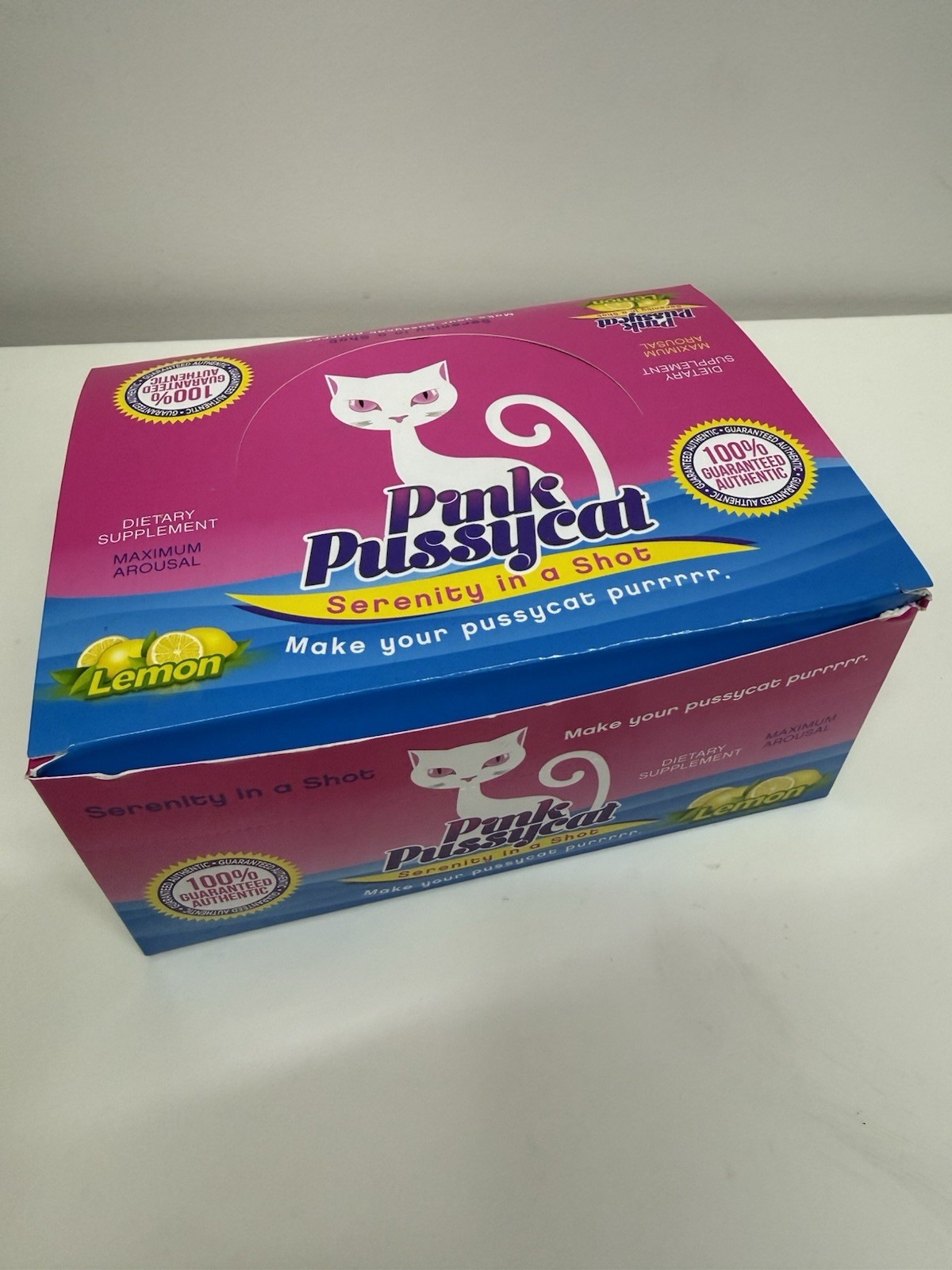 Pink pussicat Serenity In A Shot female enhancer, sensual Lemon 1 Box 18 Bottle