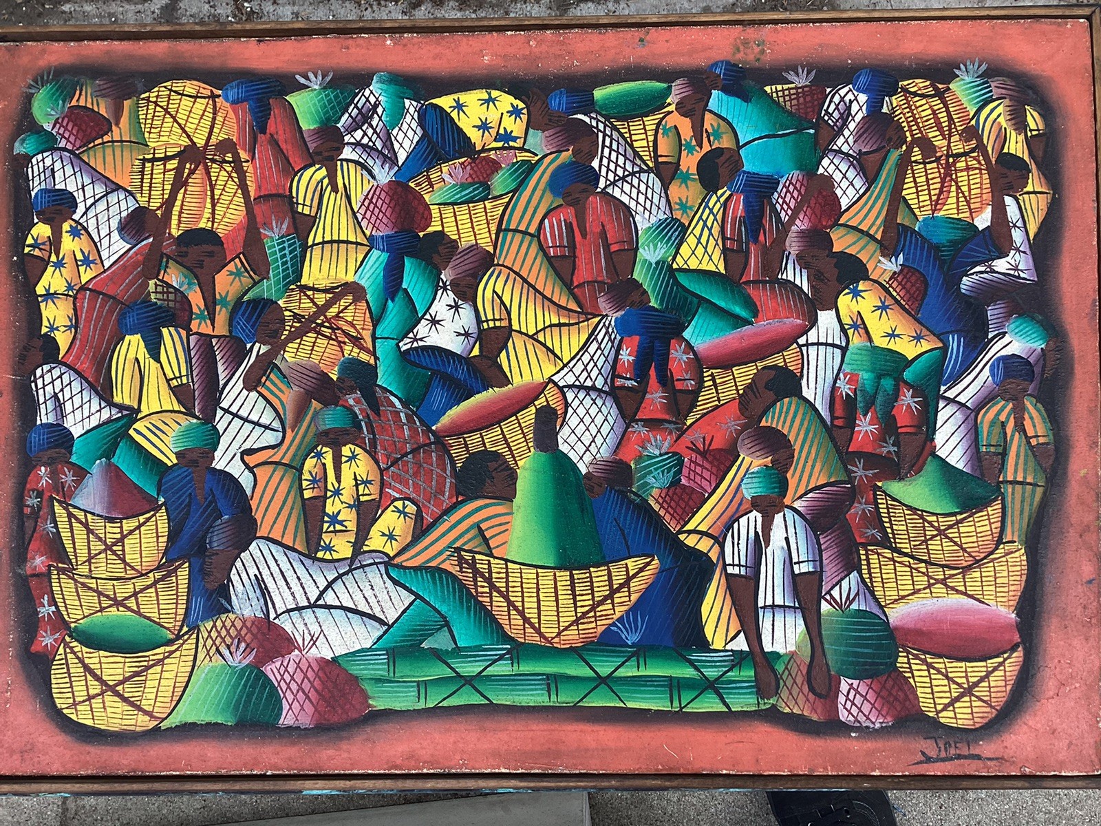 HAITIAN ART PAINTING BY THE GREAT MASTER LUCIEN JOEL .HAITI  Mid Century Tiki