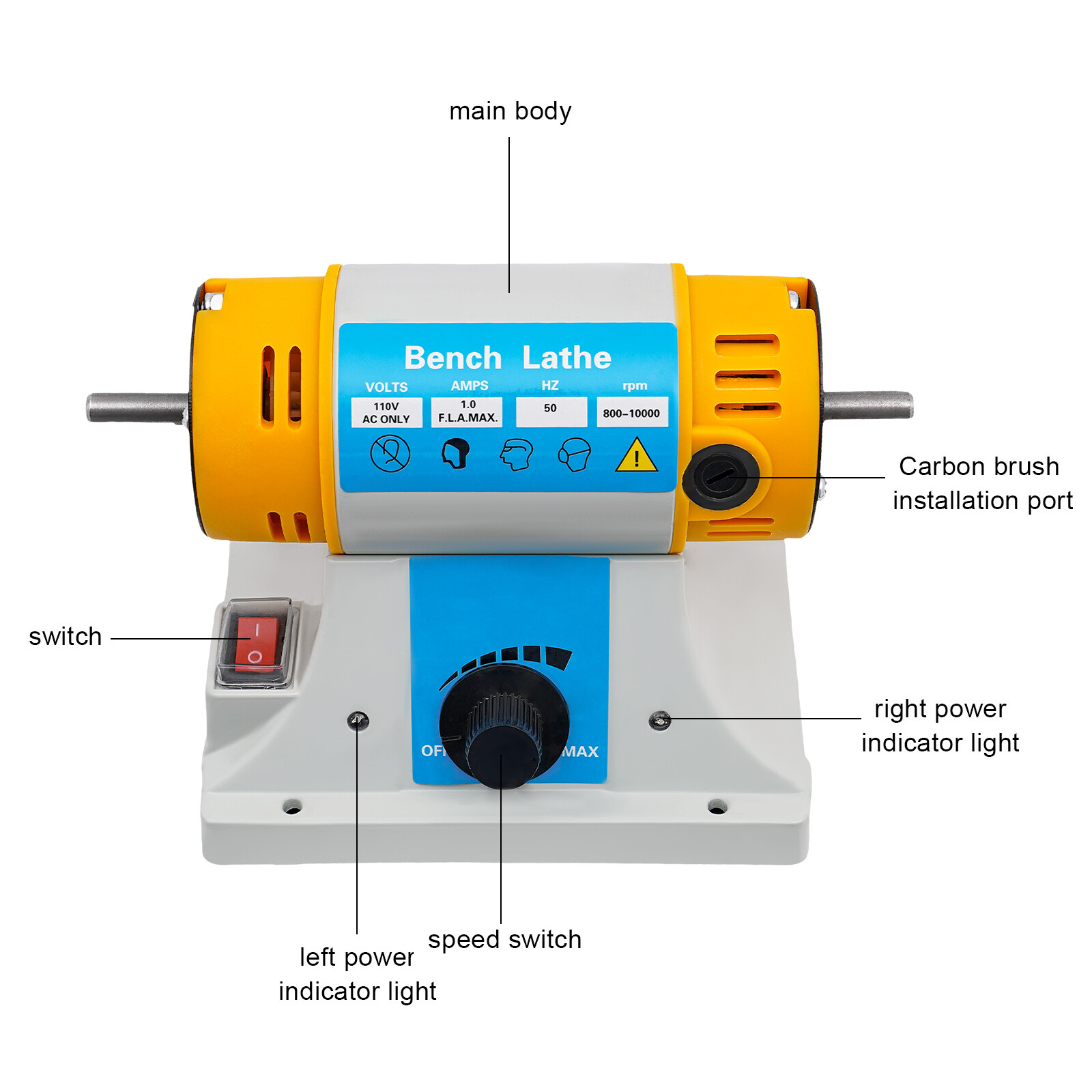 Pro Jewelry Bench Polisher Bench Lathe Polishing Buffer Grinder Buffing Machine