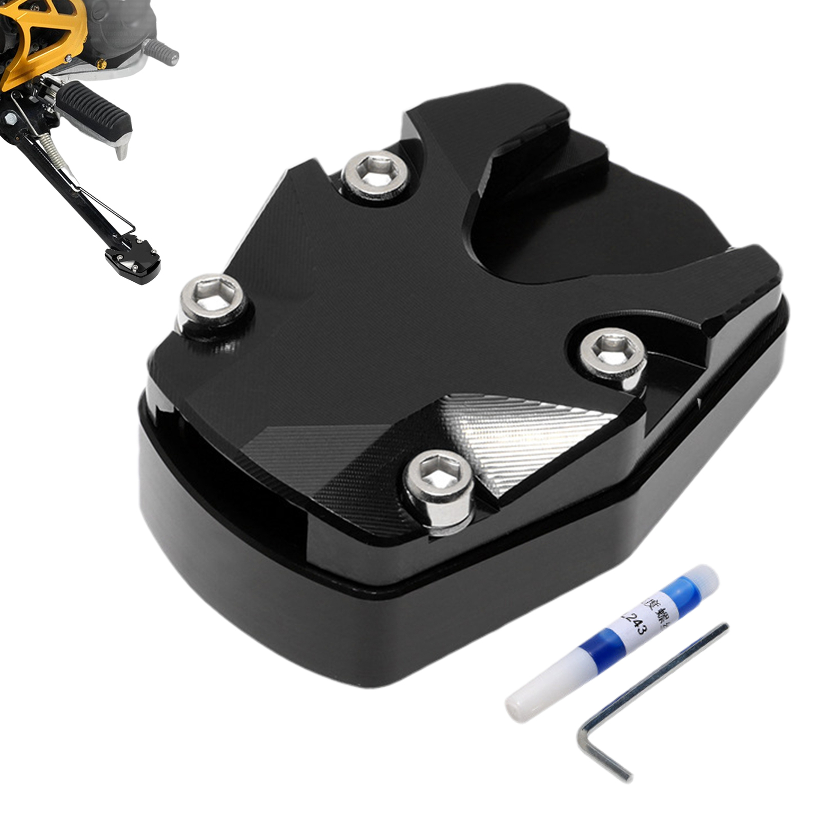 Motorcycle Bikes Kickstand Extender Foot Side Stand Extension Pad Support Plate