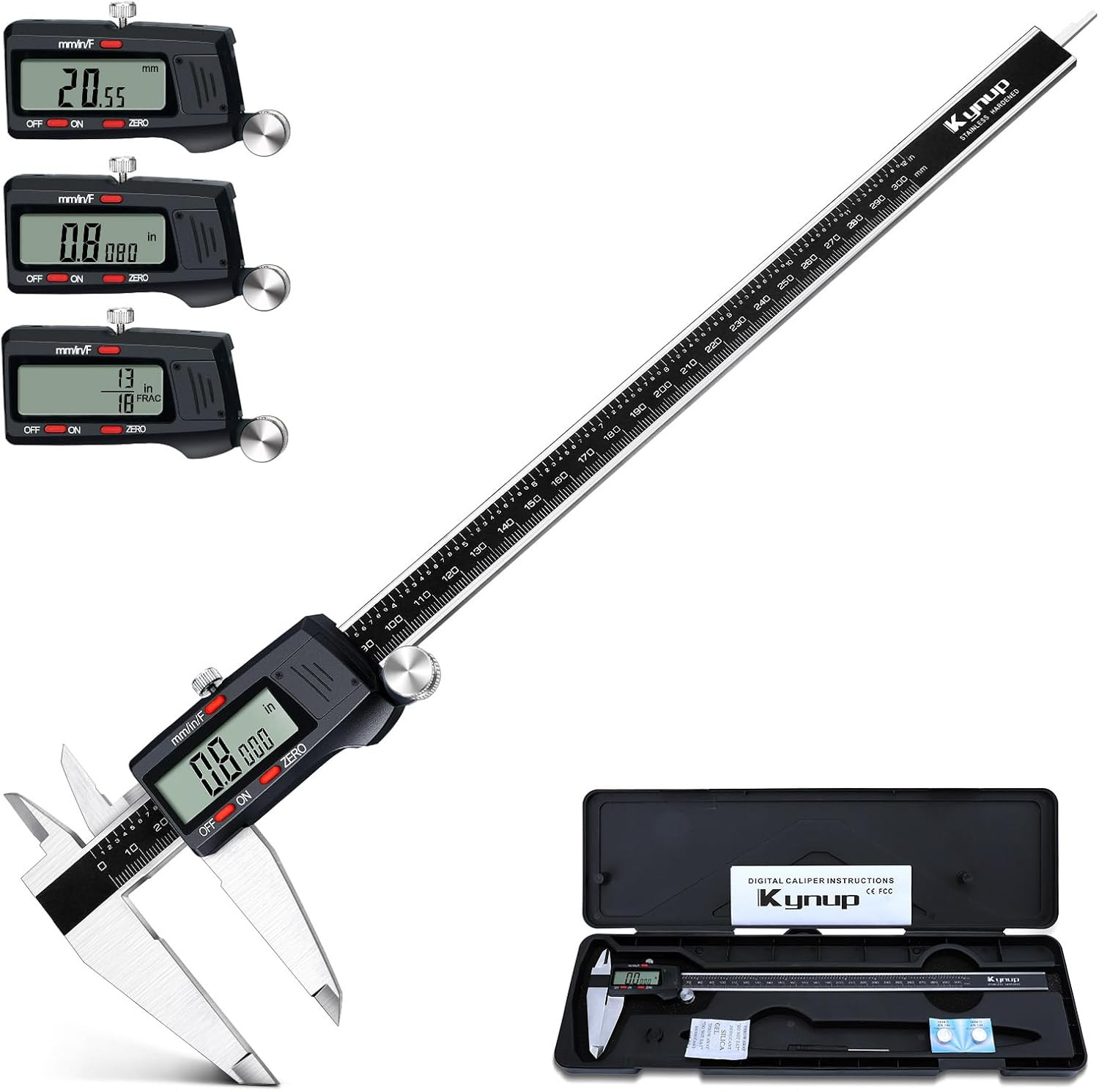 Kynup Micrometer Caliper Tool, 12Inch Digital Caliper, Vernier Caliper with Stai