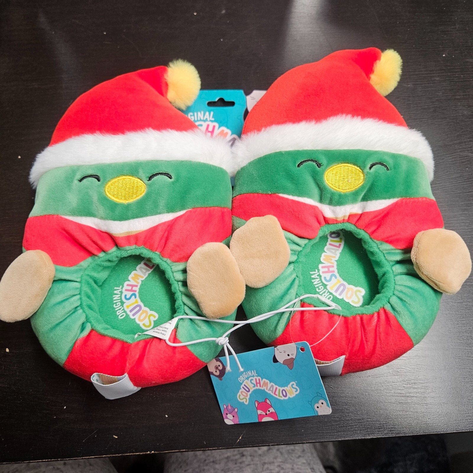 SQUISHMALLOWS Red Green Elf Duck Holiday Boys Girls Kids SLIPPERS size 13/1